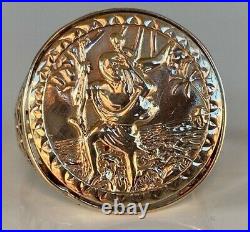 Large Men's Gents 9Ct Gold Ring RARE ST CHRISTOPHER COIN TYPE