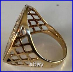 Large Men's Gents 9Ct Gold Ring RARE ST CHRISTOPHER COIN TYPE