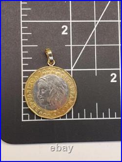 MILOR Italy 14k Yellow Gold Bail 1000 Lire Authentic Coin Pendant