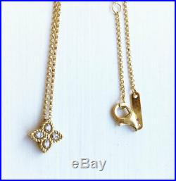 MINT! $870 Roberto Coin 18K Yellow Gold Diamond Princess Flower Necklace