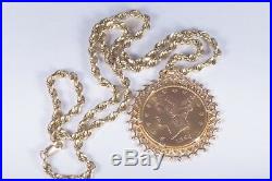 Magnificent 1895 $20 Gold Liberty Head Coin 24 Rope Chain 14K Bezel Necklace