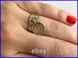 Maximiliano Emperador Imperio Mexicano Coin Ladies 14K Yellow Gold Ring Sz 6.75