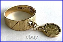 Maximiliano Emperador Imperio Mexicano Coin Ladies 14K Yellow Gold Ring Sz 6.75