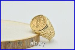 Men's 14K Yellow Gold Over 1903 2 1/2 Dollar US Liberty Head Bezel Set Coin Ring