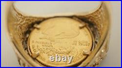 Men's 14k Gold Diamond Ring With 1/10oz 1988 Gold Liberty Coin