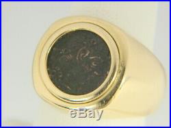 Men's 18K Yellow Gold Ancient Roman Empire 337-350 d. C Coin Ring 13.5 grams