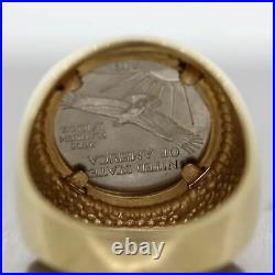 Men's 1998 Vintage Estate 14k Yellow Gold 1/10th oz Platinum Eagle Coin Ring
