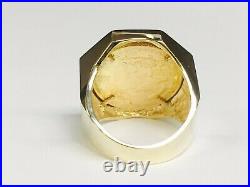 Men's 20 mm American Eagle Coin Ring with Vintage 14K Yellow Gold Finish