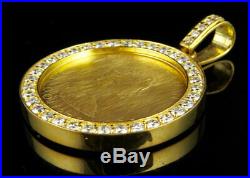Men's 24K Large Canadian Elizabeth 1 OZ Coin VS Diamonds Pendant Charm 4.25ct