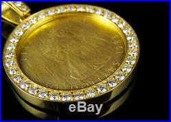 Men's 24K Large Canadian Elizabeth 1 OZ Coin VS Diamonds Pendant Charm 4.25ct