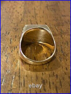 Men's Gold Coin Ring with Mexico Dos Pesos Gold Coin 14k Gold Size 9 NO RESERVE