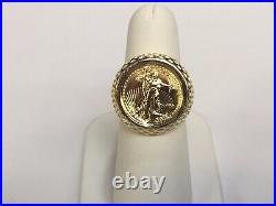 Men's Without Stone 20 MM COIN RING AMERICAN EAGLE COIN 14K Yellow Gold Plated