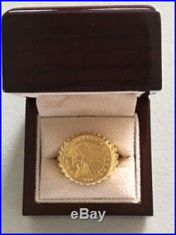 Mens 14K Gold 1914 Liberty Head $2.5 Gold Coin Ring
