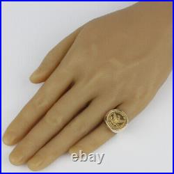 Mens 14k Yellow Gold, 1907 US Quarter Eagle Coin Pinky Ring Size 6.25