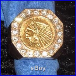 Mens Gold and Diamond Coin Ring