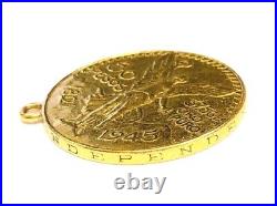 Mens Ladies 24K Yellow Gold Mexico 50 Pesos Coin Frame Pendant