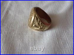 Mexican Dos Pesos Coin Pretty Wedding Ring 14K Yellow Gold Plated Without Stone