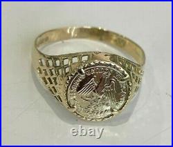 Mexican gold coin in 9ct gold mount Ring 2.26g size U 10 1/4