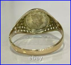 Mexican gold coin in 9ct gold mount Ring 2.26g size U 10 1/4