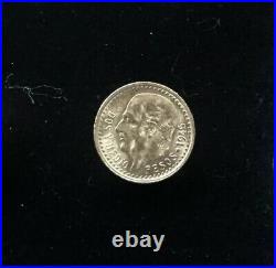 Mexico 1945 2 1/2 Peso 22k Gold Coin & 14k Pin Earring