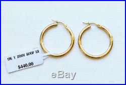 NWT! $440 Roberto Coin 18K Yellow Gold Perfect Hoop 25mm Earrings