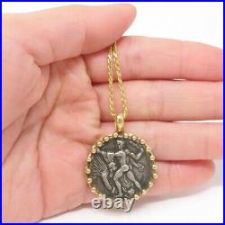 NYJEWEL 14k Yellow Gold Ancient Greek Coin Pendant Necklace 20