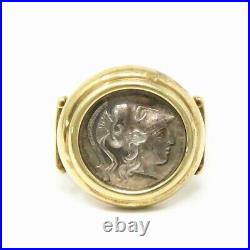 NYJEWEL 14k Yellow Gold Ancient Greek Coin Ring