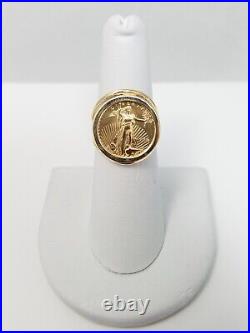 New! 14k Solid Yellow Gold 90% 1996 Eagle Coin Ring (9729)