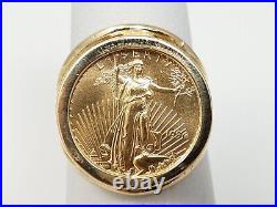 New! 14k Solid Yellow Gold 90% 1996 Eagle Coin Ring (9729)