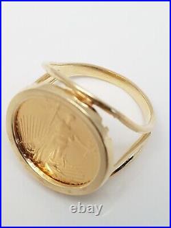 New! 14k Solid Yellow Gold 90% 1996 Eagle Coin Ring (9729)