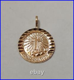 New 14k Yellow Gold Holy Confirmation Coin Charm Pendant