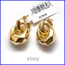 New ROBERTO COIN Oro Faceted Door Knocker 18K Yellow Gold Drop Earrings AS IS