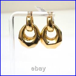 New ROBERTO COIN Oro Faceted Door Knocker 18K Yellow Gold Drop Earrings AS IS