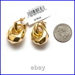 New ROBERTO COIN Oro Faceted Door Knocker 18K Yellow Gold Drop Earrings AS IS