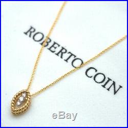 New Roberto Coin 18K Yellow Gold New Barocco Diamond Pendant 18 Necklace