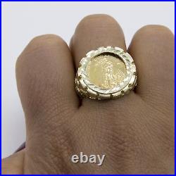 Nugget Design Coin Signet Ring Solid 10K Yellow Gold All Sizes
