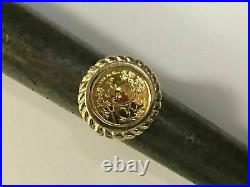 PANDA BEAR COIN Beauty Ring 14K Yellow Gold Finish 925 Sterling Silver
