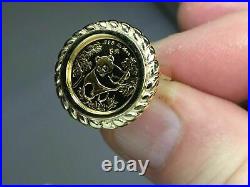 PANDA BEAR COIN Beauty Ring 14K Yellow Gold Finish Simulated 925 Sterling Silver