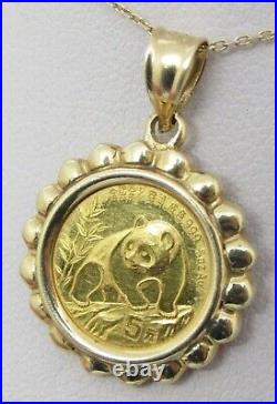 Panda Charm 20Coin Pendant With Free Chain 14k Yellow Gold Plated Without Stone