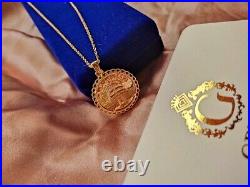 Panda Coin Shape Pendant 14k Yellow Gold Plated Without Stone With Free Chain