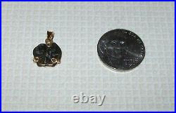 Petite Small Ancient Coin in Solid 18 K Yellow Gold Pendant 1.8 Grams