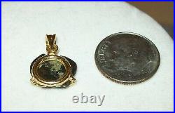 Petite Small Ancient Coin in Solid 18 K Yellow Gold Pendant 1.8 Grams