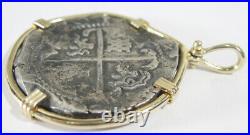 Philip IV Potosi Assayer PT Shipwreck 8 Reale Cob Coin 14k Yellow Gold Pendant