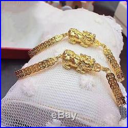 Pure 999 24K Yellow Gold Necklace /3D Lucky Coin Chain Bangle Bracelet / 6g