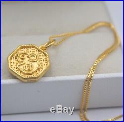 Pure 999 24k Yellow Gold Pendant 3D Octagon Coin Mouse Pendant / 1.6g