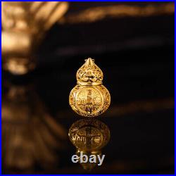 Pure Real 18K Yellow Gold Women Pendant Lucky Hollow Coin Wealth Gourd Pendant