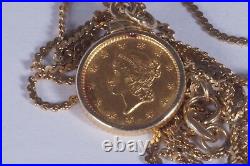 RARE 1853 $1 GOLD COIN Bezel Necklace