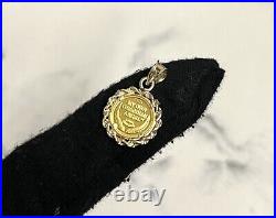 RARE 24k My Guardian Angle Bullion Coin. 999 14k Gold Rope Pendant Charm Solid