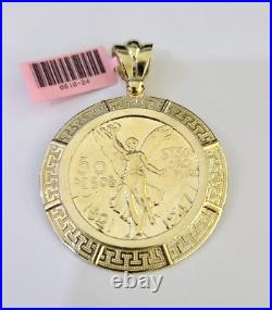 REAL 14k Yellow Gold Charm Centenario Style Coin in Bezel 50 Pesos 1947 Pendant