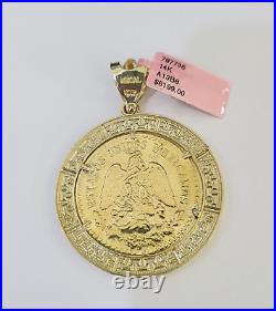 REAL 14k Yellow Gold Charm Centenario Style Coin in Bezel 50 Pesos 1947 Pendant